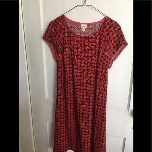 Red and navy tunic dress